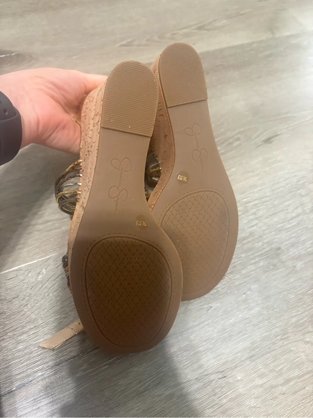 Jessica Simpson Gold Metallic Cork Wedge Sandals